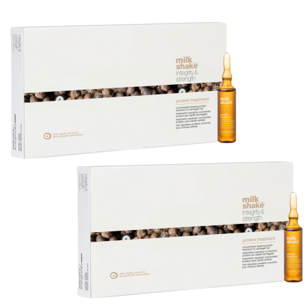 FIOLE TRATAMENT - Pachet DUO Fiole tratament reparator si hidratant pentru par degradat Milk Shake Integrity & Strength Repairing Hair Lotion, 8 x 10 ml