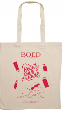 ACCESORII - Sacosa personalizata cu manere lungi, Bold Beauty, "Beauty is an Attitude"