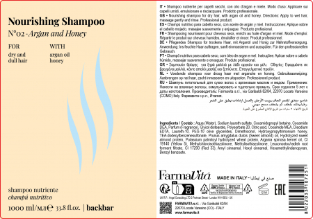 Sampon hranitor pentru par uscat cu argan si miere Farmavita Back Bar N°02, 1000 ml [1]