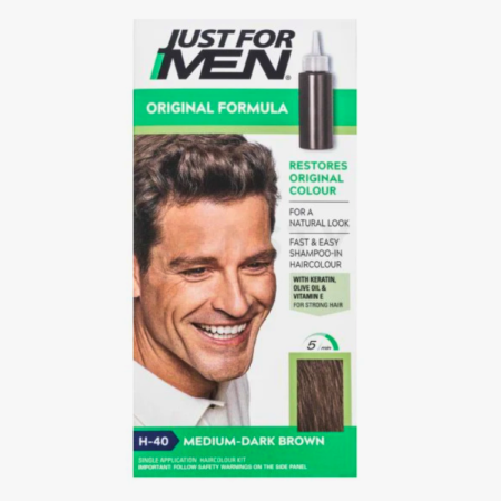 SAMPOANE - Sampon nuantator pentru barbati, Just For Men Medium Dark Brown H40, 60 g