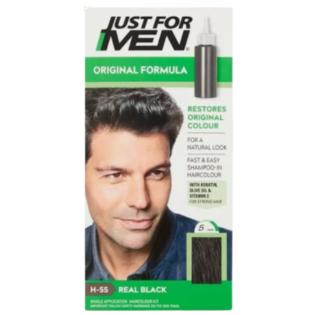 SAMPOANE - Sampon nuantator pentru barbati, Just For Men Natural Real Black H55, 60 g