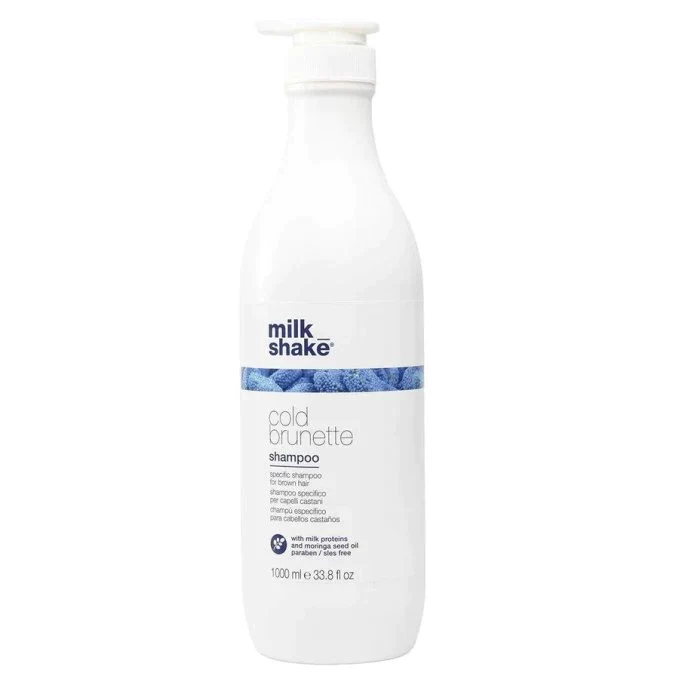 SAMPOANE - Sampon nuantator pentru neutralizarea tonurilor portocalii/aramii ale parului saten/brunet, Milk Shake Cold Brunette, 1000 ml
