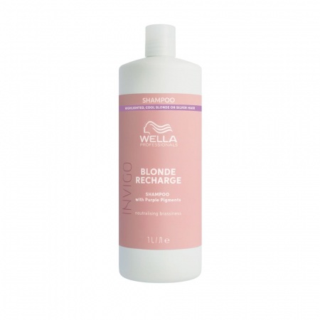 SAMPOANE - Sampon pentru pastrarea culorii pentru par vopsit blond rece Wella Professionals Invigo Recharge Cool Blonde, 1000 ml