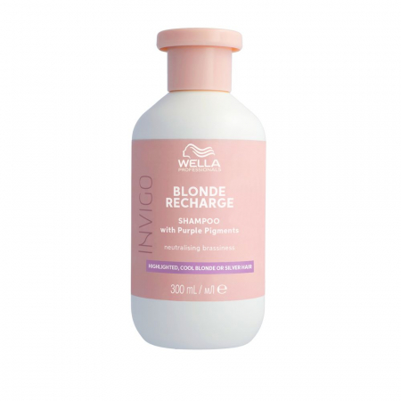 SAMPOANE - Sampon pentru pastrarea culorii pentru par vopsit blond rece Wella Professionals Invigo Recharge Cool Blonde, 300 ml