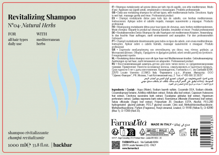 Sampon revitalizant pentru toate tipurile de par cu plante naturale Farmavita Back Bar N°04, 1000 ml [1]