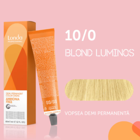 VOPSEA - Vopsea de par demi-permanenta Londa Professional Demi-Permanent Color Cream 10/0, Blond Luminos, 60 ml