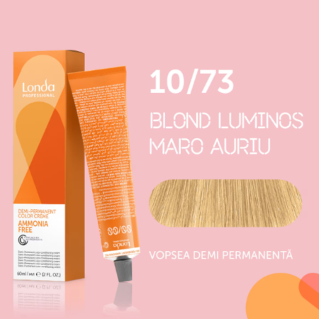 VOPSEA - Vopsea de par demi-permanenta Londa Professional Demi-Permanent Color Cream 10/73, Blond Luminos Maro Auriu, 60 ml