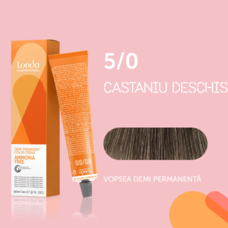 VOPSEA - Vopsea de par demi-permanenta Londa Professional Demi-Permanent Color Cream 5/0, Castaniu Deschis, 60 ml