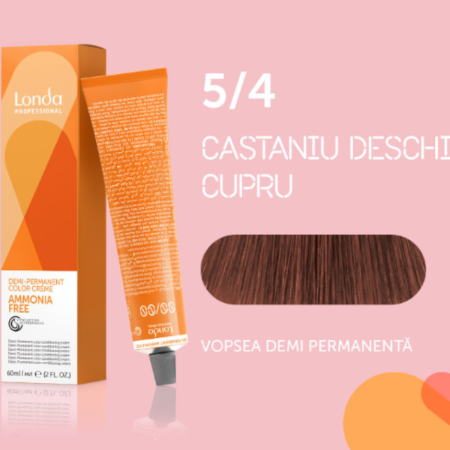 VOPSEA - Vopsea de par demi-permanenta Londa Professional Demi-Permanent Color Cream 5/4, Castaniu Deschis Cupru, 60 ml