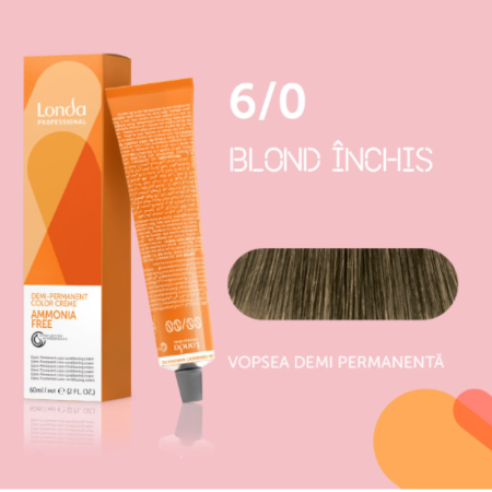 VOPSEA - Vopsea de par demi-permanenta Londa Professional Demi-Permanent Color Cream 6/0, Blond Inchis, 60 ml