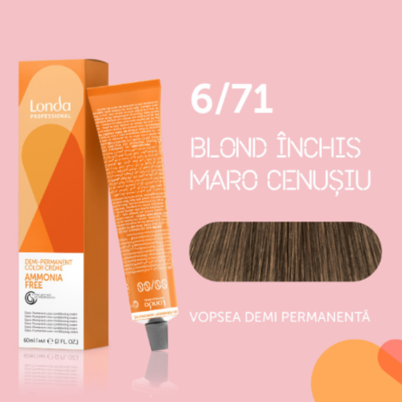 VOPSEA - Vopsea de par demi-permanenta Londa Professional Demi-Permanent Color Cream 6/71, Blond Inchis Maro Cenusiu, 60 ml
