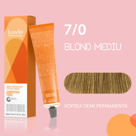 VOPSEA - Vopsea de par demi-permanenta Londa Professional Demi-Permanent Color Cream 7/0, Blond Mediu, 60 ml