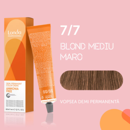 VOPSEA - Vopsea de par demi-permanenta Londa Professional Demi-Permanent Color Cream 7/7, Blond Mediu Maro, 60 ml