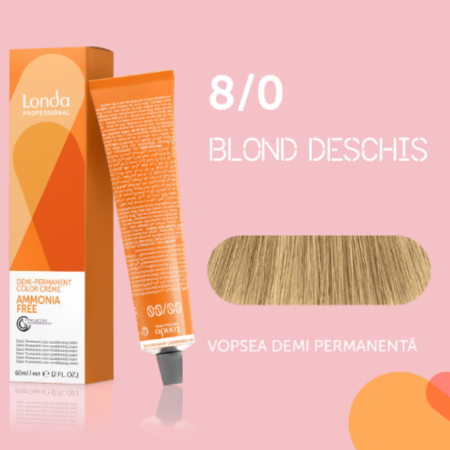 VOPSEA - Vopsea de par demi-permanenta Londa Professional Demi-Permanent Color Cream 8/0, Blond Deschis, 60 ml