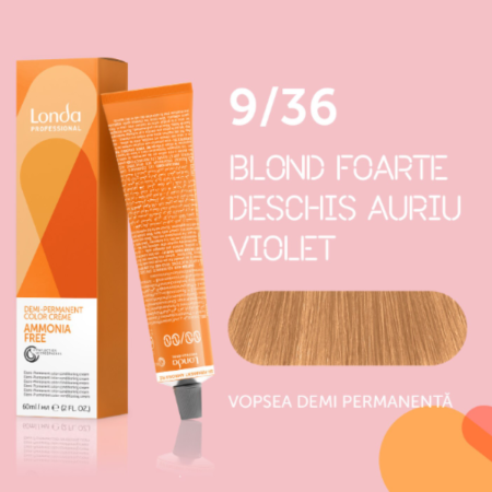 VOPSEA - Vopsea de par demi-permanenta Londa Professional Demi-Permanent Color Cream 9/36, Blond Foarte Deschis Auriu Violet, 60 ml
