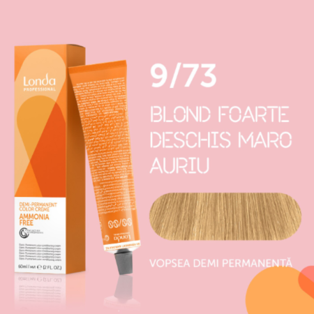 VOPSEA - Vopsea de par demi-permanenta Londa Professional Demi-Permanent Color Cream 9/73, Blond Foarte Deschis Maro Auriu, 60 ml
