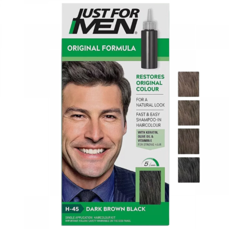 VOPSEA - Vopsea de par pentru barbati Just For Men, Dark Brown Black H45, 66 ml