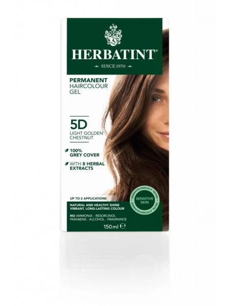 Vopsea de par permanenta fara amoniac Herbatint Castaniu Auriu Deschis 5D, 150 ml [1]