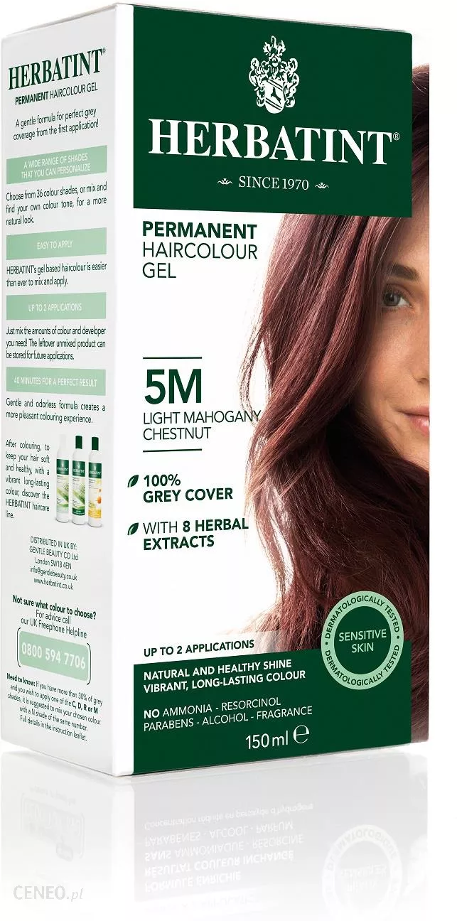 Vopsea de par permanenta fara amoniac Herbatint Castaniu Mahon Deschis 5M, 150 ml [1]
