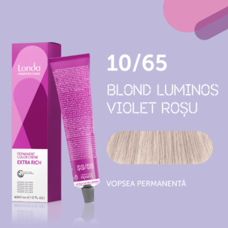 VOPSEA - Vopsea de par permanenta Londa Professional Permanent Color Cream 10/65, Blond luminos violet rosu, 60 ml