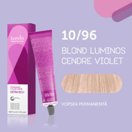 VOPSEA - Vopsea de par permanenta Londa Professional Permanent Color Cream 10/96, Blond luminos cendre violet, 60 ml