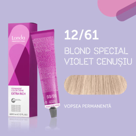 VOPSEA - Vopsea de par permanenta Londa Professional Permanent Color Cream 12/61, Blond Special Violet Cenusiu, 60 ml