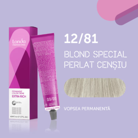 VOPSEA SI PRODUSE TEHNICE - Vopsea de par permanenta Londa Professional Permanent Color Cream 12/81, Blond Special Cenusiu Perlat, 60 ml