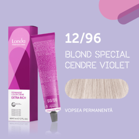 VOPSEA - Vopsea de par permanenta Londa Professional Permanent Color Cream 12/96, Blond Special Cendre Violet, 60 ml