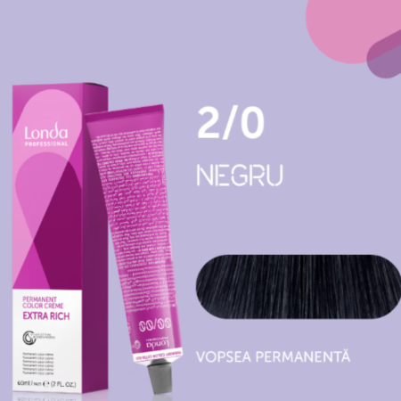 VOPSEA - Vopsea de par permanenta Londa Professional Permanent Color Cream 2/0, Negru, 60 ml