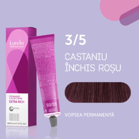 VOPSEA - Vopsea de par permanenta Londa Professional Permanent Color Cream 3/5, Castaniu Inchis Rosu, 60 ml
