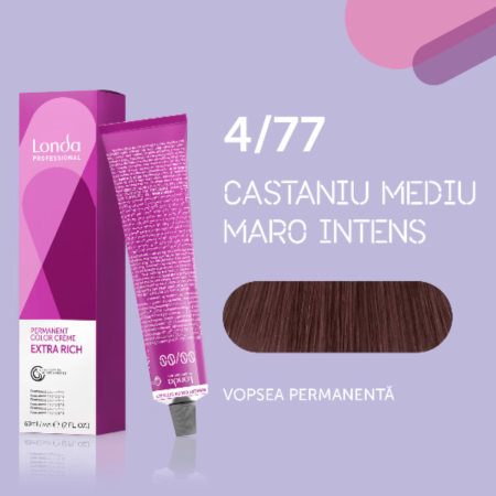 VOPSEA - Vopsea de par permanenta Londa Professional Permanent Color Cream 4/77, Castaniu Mediu Brown Intens, 60 ml