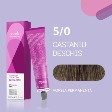 VOPSEA - Vopsea de par permanenta Londa Professional Permanent Color Cream 5/0, Castaniu Deschis, 60 ml