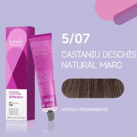 VOPSEA - Vopsea de par permanenta Londa Professional Permanent Color Cream 5/07, Castaniu Deschis Maro Natural, 60 ml