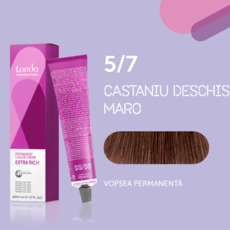 VOPSEA - Vopsea de par permanenta Londa Professional Permanent Color Cream 5/7, Castaniu Deschis Maro, 60 ml