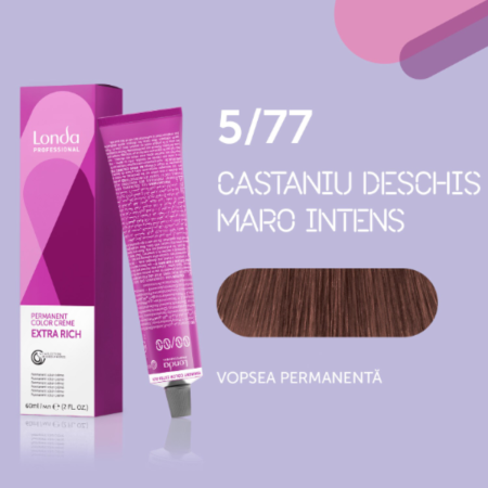 VOPSEA - Vopsea de par permanenta Londa Professional Permanent Color Cream 5/77, Castaniu Deschis Maro Intens, 60 ml