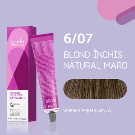 VOPSEA - Vopsea de par permanenta Londa Professional Permanent Color Cream 6/07, Blond Inchis Maro Natural, 60 ml