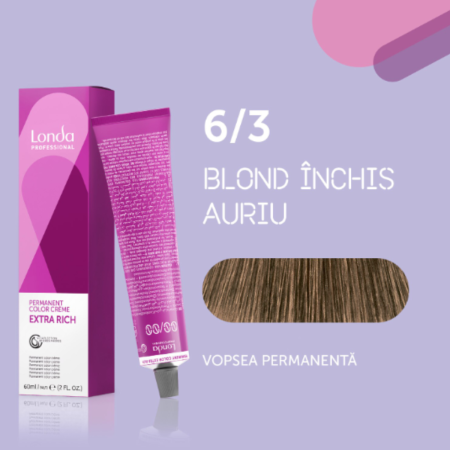 VOPSEA - Vopsea de par permanenta Londa Professional Permanent Color Cream 6/3, Blond Inchis Auriu, 60 ml
