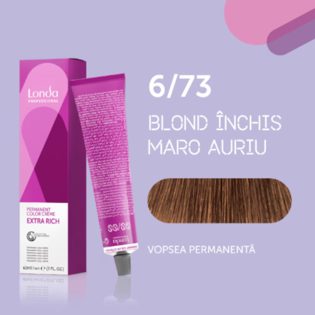 VOPSEA - Vopsea de par permanenta Londa Professional Permanent Color Cream 6/73, Blond Inchis Maro Auriu, 60 ml