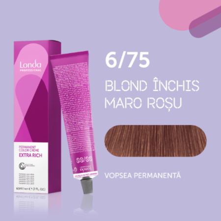 VOPSEA - Vopsea de par permanenta Londa Professional Permanent Color Cream 6/75, Blond Inchis Maro Rosu, 60 ml