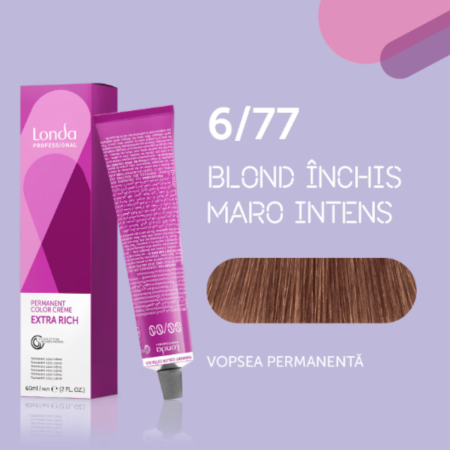 VOPSEA - Vopsea de par permanenta Londa Professional Permanent Color Cream 6/77, Blond Inchis Maro Intens, 60 ml