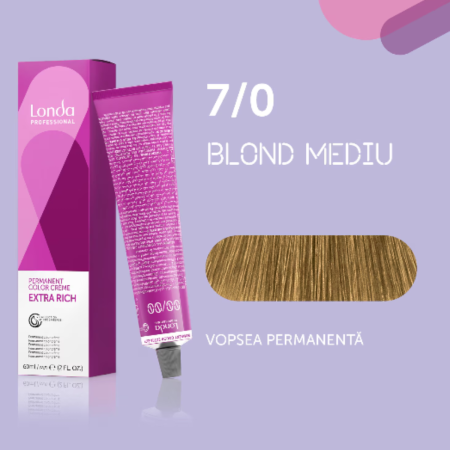 VOPSEA - Vopsea de par permanenta Londa Professional Permanent Color Cream 7/0, Blond Mediu, 60 ml