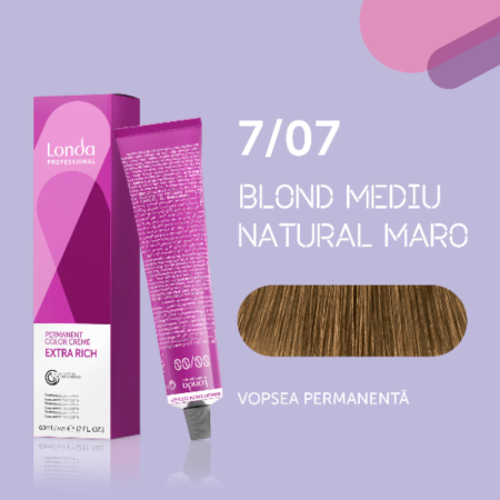VOPSEA - Vopsea de par permanenta Londa Professional Permanent Color Cream 7/07, Blond Mediu Maro Natural, 60 ml