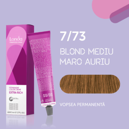 VOPSEA - Vopsea de par permanenta Londa Professional Permanent Color Cream 7/73, Blond Mediu Maro Auriu, 60 ml