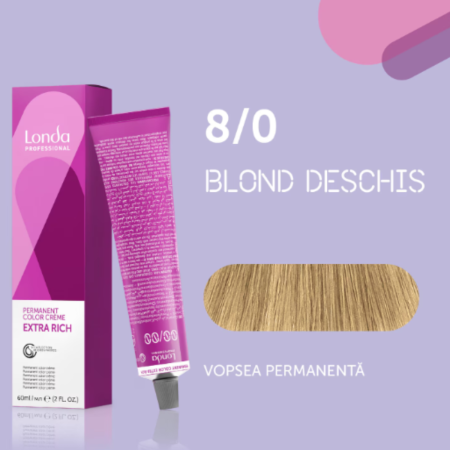 VOPSEA - Vopsea de par permanenta Londa Professional Permanent Color Cream 8/0, Blond Deschis, 60 ml