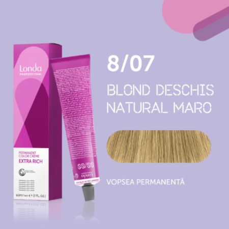 VOPSEA - Vopsea de par permanenta Londa Professional Permanent Color Cream 8/07, Blond Deschis Maro Natural, 60 ml