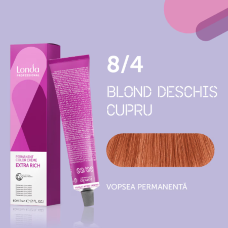 VOPSEA - Vopsea de par permanenta Londa Professional Permanent Color Cream 8/4, Blond Deschis Cupru, 60 ml