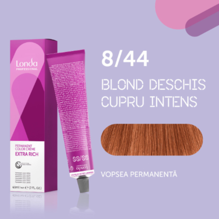 VOPSEA SI PRODUSE TEHNICE - Vopsea de par permanenta Londa Professional Permanent Color Cream 8/44, Blond Deschis Cupru Intens, 60 ml