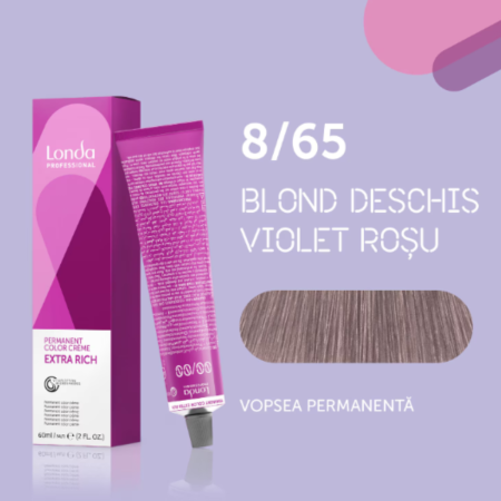 VOPSEA - Vopsea de par permanenta Londa Professional Permanent Color Cream 8/65, Blond Deschis Violet Rosu, 60 ml