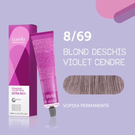 VOPSEA - Vopsea de par permanenta Londa Professional Permanent Color Cream 8/69, Blond Deschis Violet Cendre, 60 ml