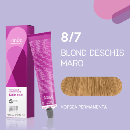 VOPSEA - Vopsea de par permanenta Londa Professional Permanent Color Cream 8/7, Blond Deschis Maro, 60 ml